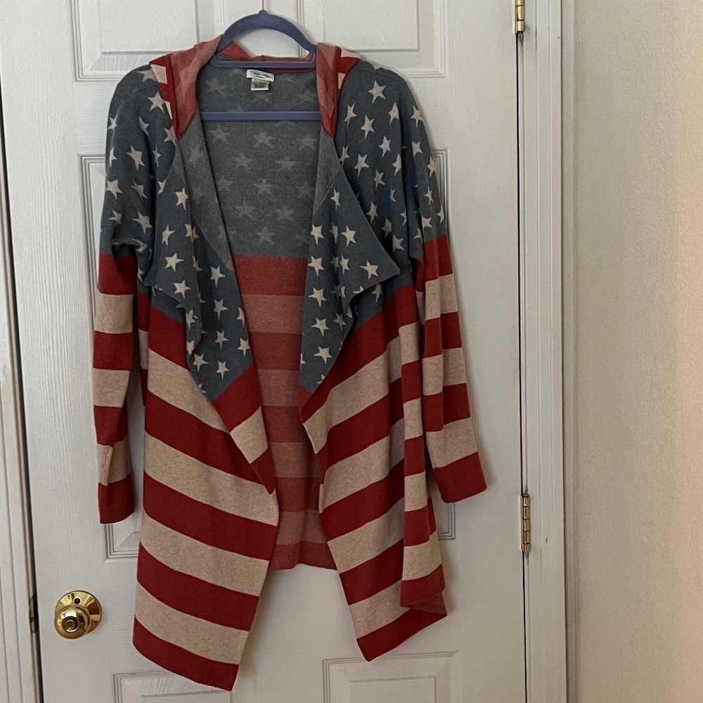 Tasha Polizzi USA Flag Stars Stripes Cardigan - Size Small